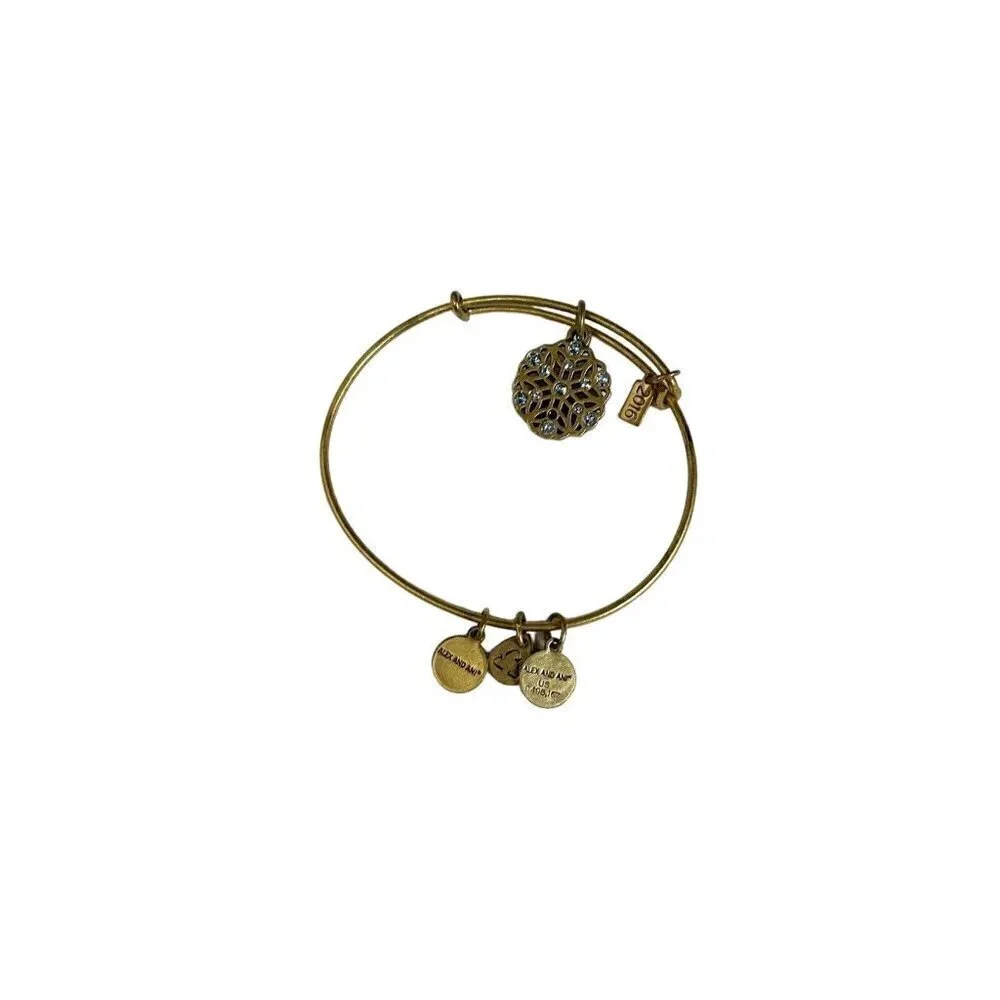 Alex and Ani‎ Gold Charm Bracelet Snowflake 2016 Casual Collectible Stretch